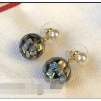 New Imitation Celine Pearl Short Earrings C10903 Dark Grey