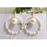 Buy Cheapest Celine Pearl Hoop Earrings C10912 White