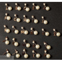 Buy Discount Celine Alphabet Brass Pearl Earrings C30481