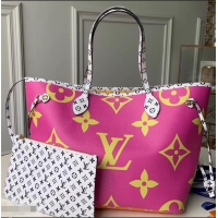 New Design Louis Vuitton Monogram Canvas Neverfull MM Tote Bag M44588 Pink/Lilac 2019