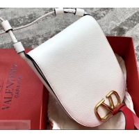 Good Looking Valentino Goatskin Medium VRing Crossbody Bag 00456L White