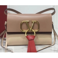 Best Price Valentino Smooth Calfskin Small VRing Crossbody Bag 720047 Nude/Burgundy/Red