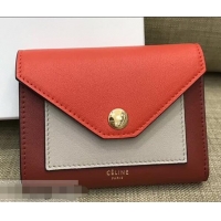 Famous Faux Celine Pocket Medium Flap Wallet 103783 Red