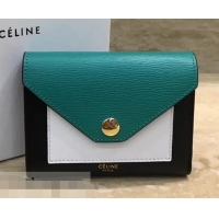 Noble Useful Celine Pocket Medium Flap Wallet 103783 Green