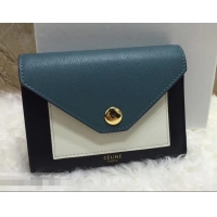 Buy Fashion Celine Pocket Medium Flap Wallet 103783 Blue Peacock