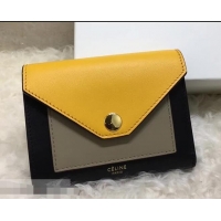 Traditional Celine Pocket Medium Flap Wallet 103783 Yellow