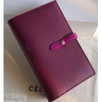 Faux Celine Bicolour Large Strap Multifunction Wallet 952101 Burgundy/Fuchsia