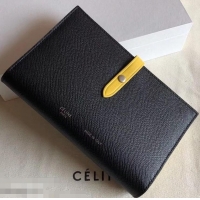 Luxury Celine Bicolour Large Strap Multifunction Wallet 952101 Black/Yellow