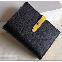 Design Celine Bicolour Medium Strap Multifunction Wallet 952102 Black/Yellow