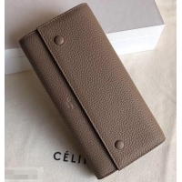 Low Cost Celine Grained Leather Large Flap Multifunction Wallet 952145 Camel