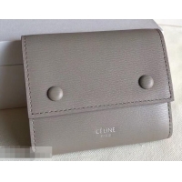 Refined Celine Epi Small Flap Folded Multifunction Wallet 952151 Light Gray