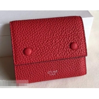 Discount Celine Grained Leather Small Flap Folded Multifunction Wallet 952157 Red