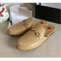 High Quality Gucci Leather Slipper GG1124 Apricot