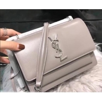 Best Quality Saint Laurent Small Sunset Bag in Light Grey Leather 441972 