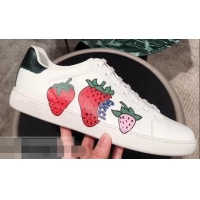 Super Discount Gucci Ace Leather Strawberry Sneakers 951802 2019