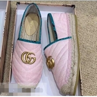 Low Cost Gucci Chevron Raffia Espadrilles With Double G 577374/578547 Pink 2019