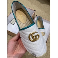 Luxurious Gucci Chevron Raffia Espadrilles With Double G 577374/578547 White 2019