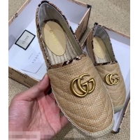 Most Popular Gucci Chevron Raffia Espadrilles With Double G 577374/578547 Beige 2019