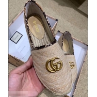 Pretty Style Gucci Chevron Raffia Espadrilles With Double G 577374/578547 Nude 2019