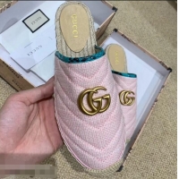 Unique Style Gucci Chevron Raffia Espadrilles Slippers With Double G 952007 Pink 2019