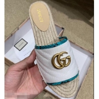 Discount Gucci Chevron Raffia Espadrilles Slides Sandals With Double G 578554 White 2019