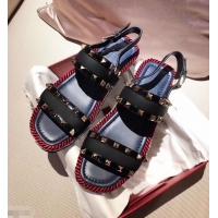 Trendy Design VALENTINO ROCKSTUD FLAT MACRO STUD SANDALS VA8404 BLACK ​SUMMER 2019