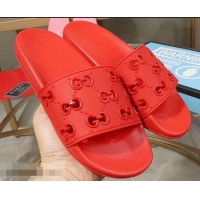 Fashion Discount Gucci Rubber GG Slide Sandals 952730 Red 2019