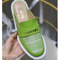 Discount Chanel X Pharrell Capsule Collection Calfskin Slippers Stripe G95716 Green 2019