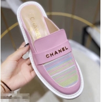 Classic Cheap Chanel X Pharrell Capsule Collection Calfskin Slippers Stripe G95716 Pink 2019