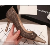 Wholesale Cheapest Chanel Quilted Heel Pumps C95720 Gold 2019