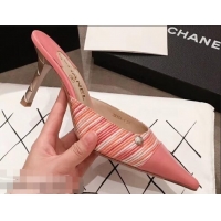 Women Imitation Chanel Quilted Heel Mules G95723 Pink 2019