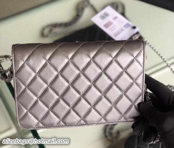 Top Quality Chanel Pearl CC Logo Wallet On Chain WOC Bag 6003013 Gun Color