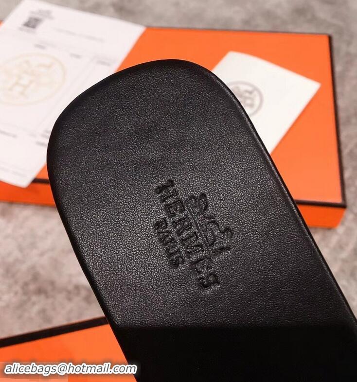 Top Quality Hermes Calfskin Ruse Mules H93701 Black 2019