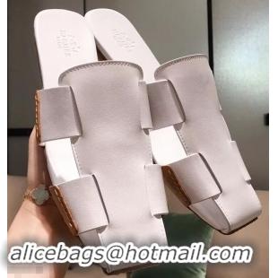 Low Price Hermes Calfskin Ruse Mules H93701 White 2019