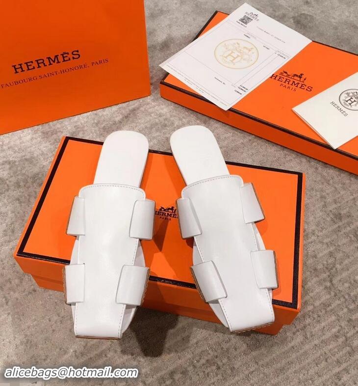 Low Price Hermes Calfskin Ruse Mules H93701 White 2019