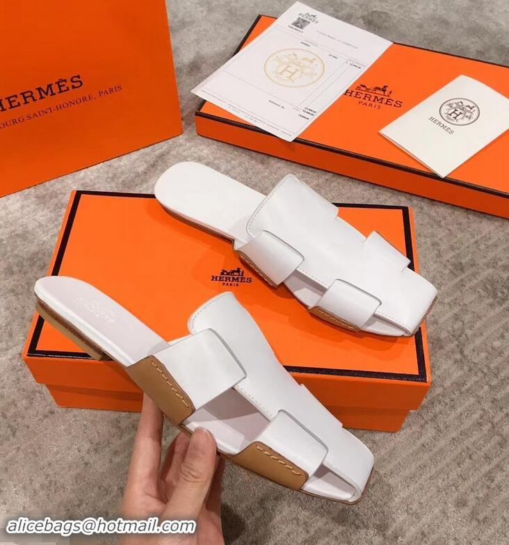 Low Price Hermes Calfskin Ruse Mules H93701 White 2019