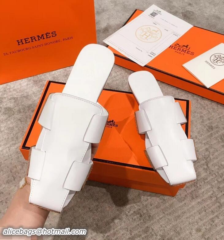 Low Price Hermes Calfskin Ruse Mules H93701 White 2019