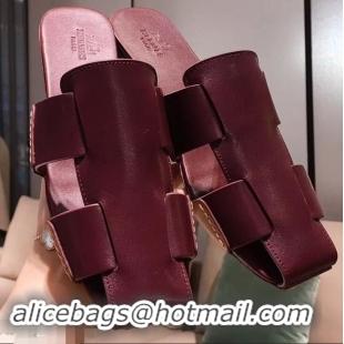 Super Quality Hermes Calfskin Ruse Mules H93701 Burgundy 2019