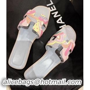 Luxurious Discount Hermes Flower Printed Oran Slippers H93001 2019