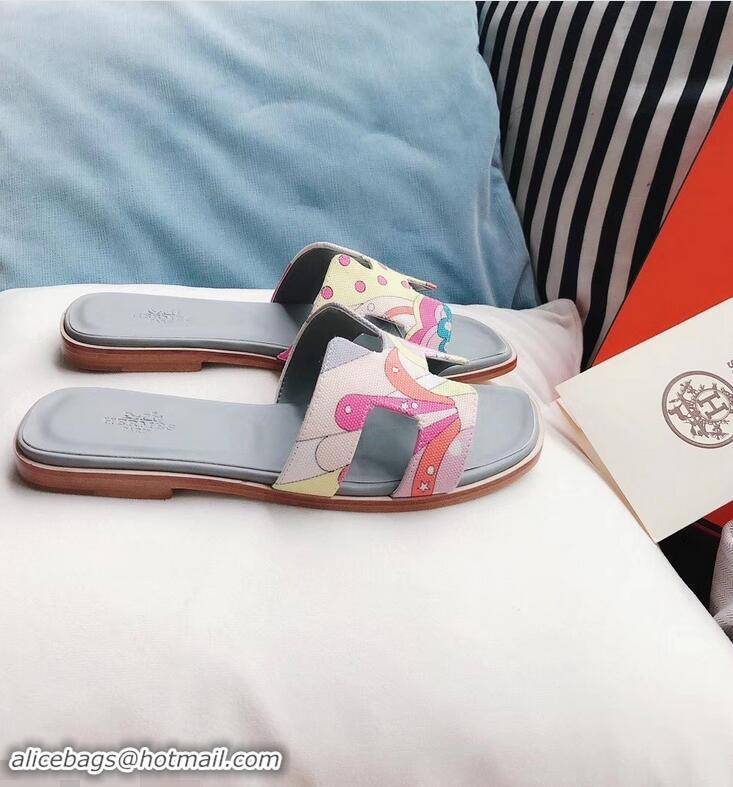 Luxurious Discount Hermes Flower Printed Oran Slippers H93001 2019