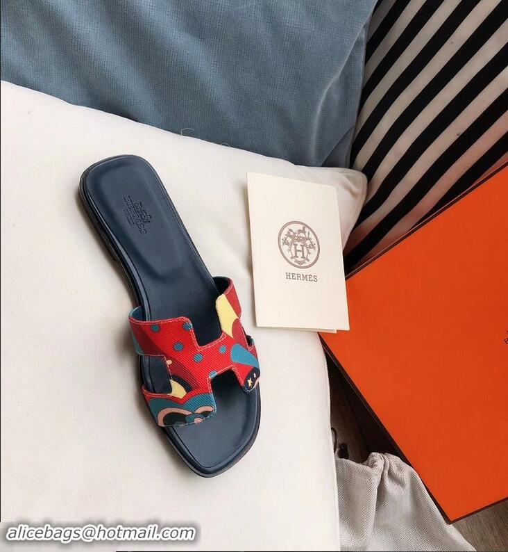 Pretty Style Hermes Flower Printed Oran Slippers H93003 2019