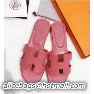 Popular Style Hermes H92009 Pink Oran Slippers In Box Leather