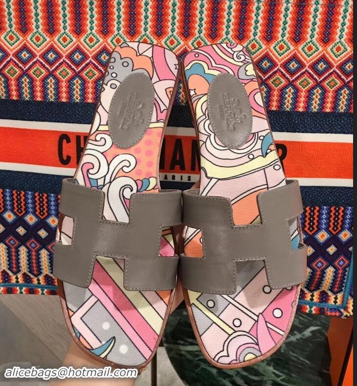 Low Cost Hermes Flower Printed Oran Slippers H92004 2019