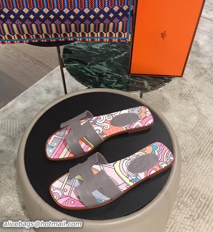 Low Cost Hermes Flower Printed Oran Slippers H92004 2019