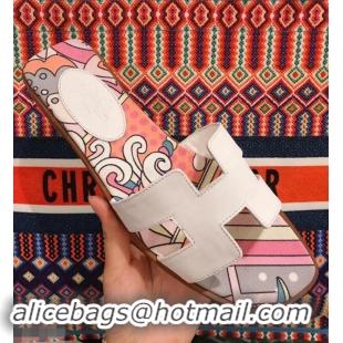 Top Design Hermes Flower Printed Oran Slippers H92005 2019