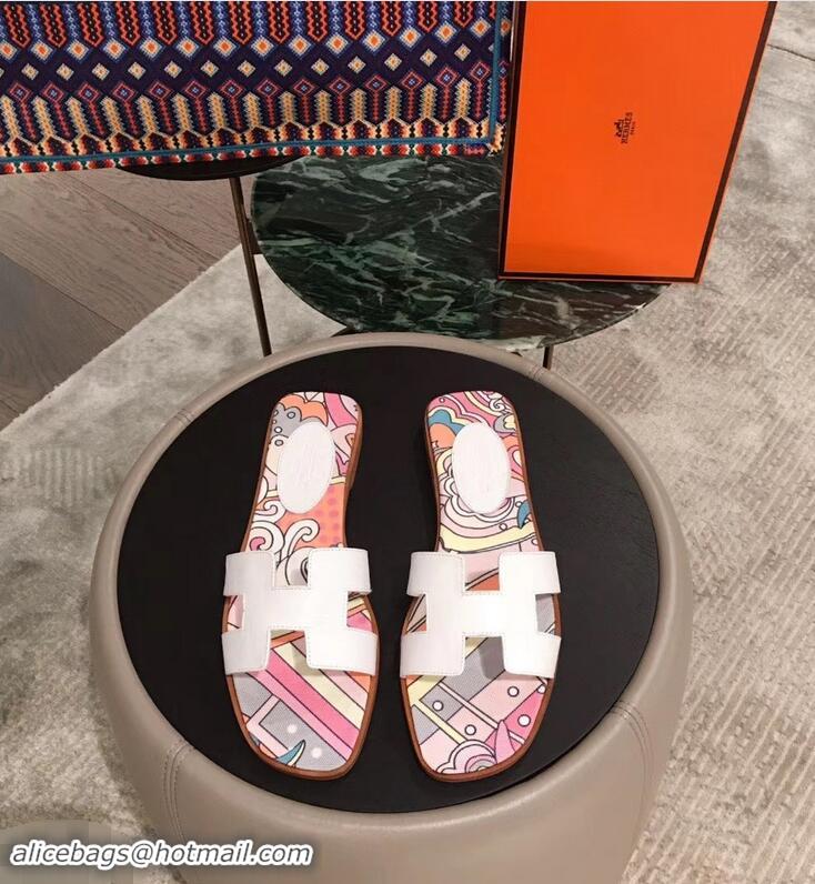 Top Design Hermes Flower Printed Oran Slippers H92005 2019