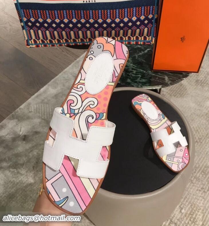 Top Design Hermes Flower Printed Oran Slippers H92005 2019