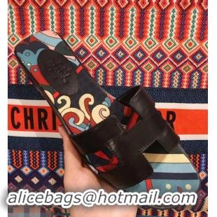 Discount Hermes Flower Printed Oran Slippers H92006 2019