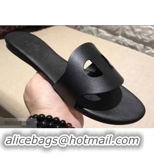 Top Grade Hermes Lisboa Slipper Sandals H94201 Black 2019