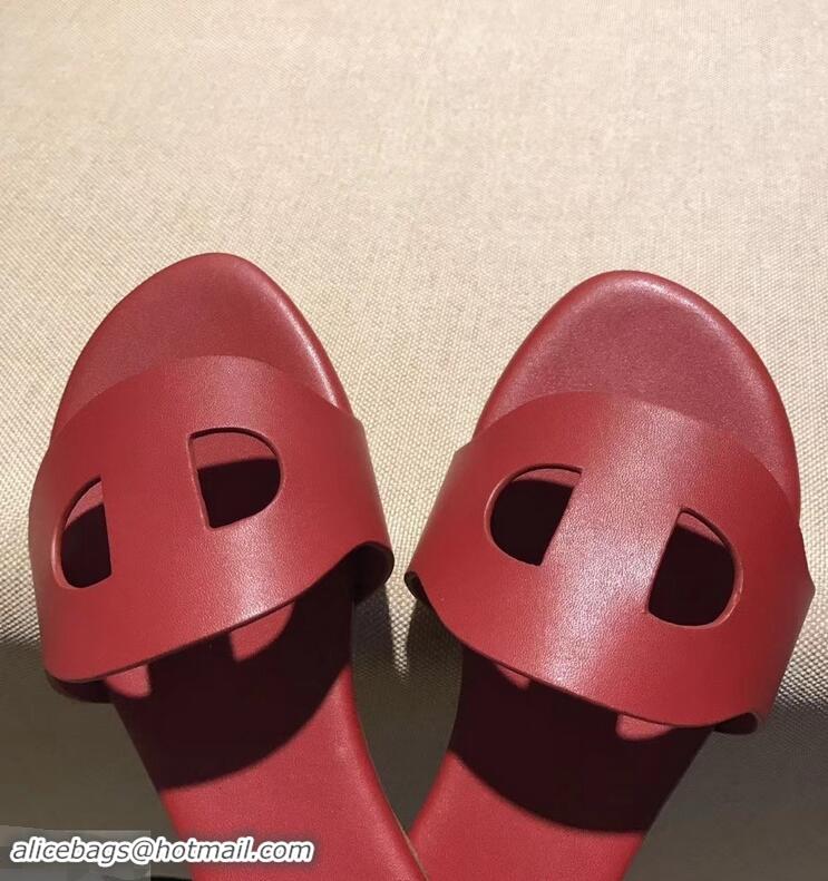 Durable Faux Hermes Lisboa Slipper Sandals H94201 Red 2019